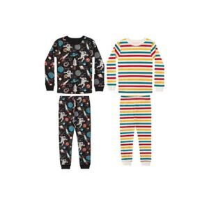 Boys 4-Piece Organic Cotton Pajama Set Member’s Mark - Space / Rainbow Stripe
